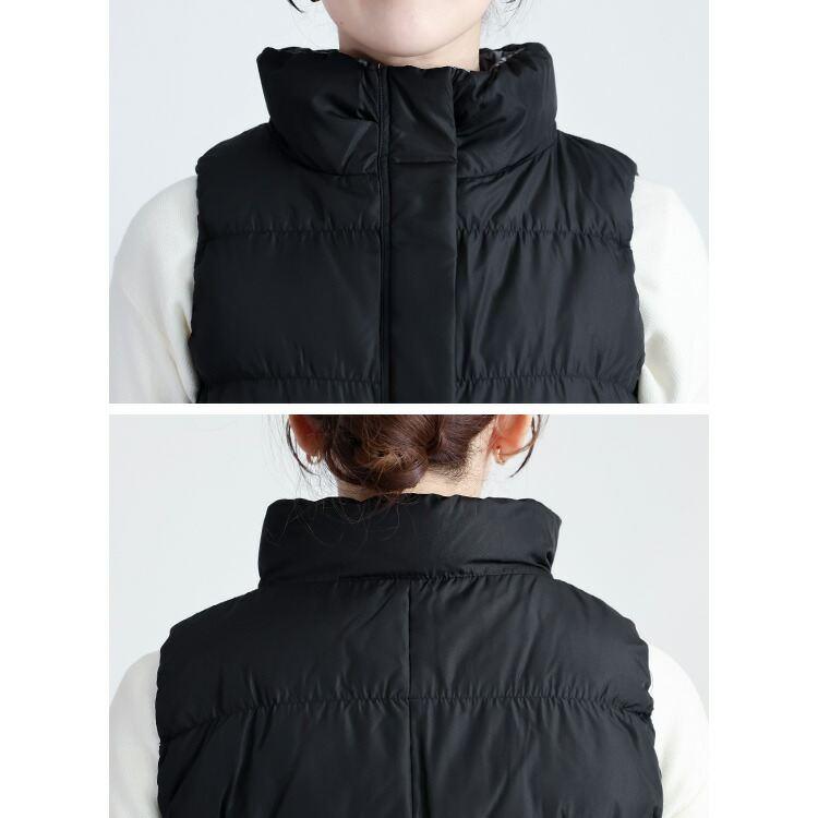 【新作】【送料無料】 リバーシブルダウンベスト M-LL 軽量 防寒 レディース アウター ベスト ダウンベスト リバーシブル 2way ダウン 中綿 英字柄 無地 |  | 11