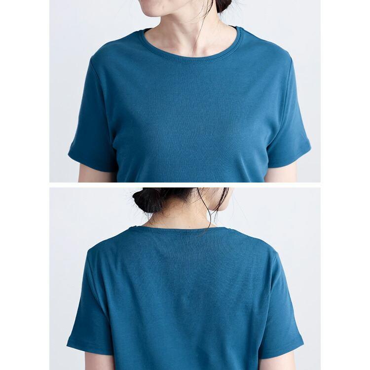 【送料無料】 クルーネックカットソー (袖丈が選べる)  5色 M-LL 洗える レディース トップス カットソー インナー Tシャツ 袖無し 半袖 七分袖 長袖 綿強撚100% |  | 14