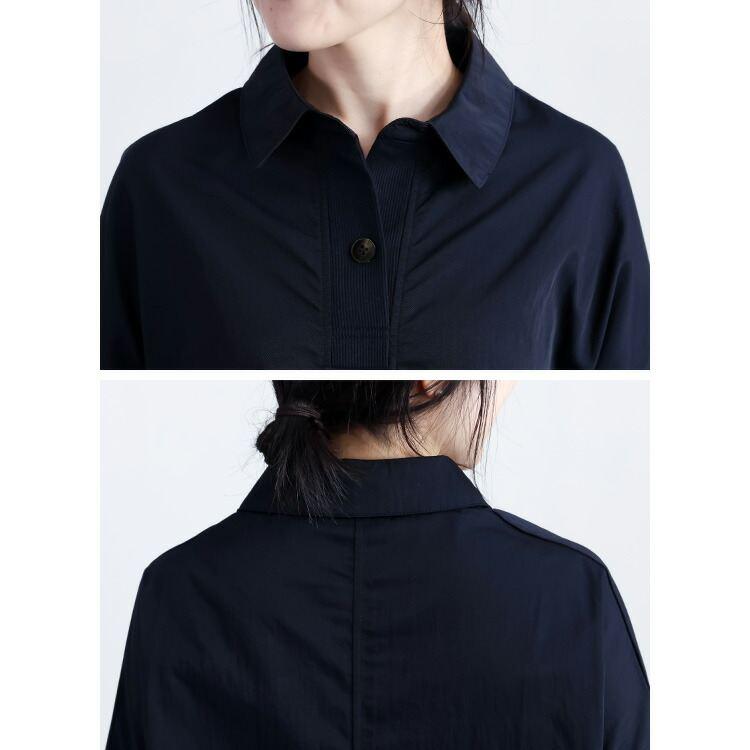 【送料無料/再入荷】 衿付きワンピチュニック 5色 M-L 洗える 半袖 レディース トップス ロング チュニック ワンピース 体型カバー シャツワンピ 楽ちん 春夏秋 |  | 19