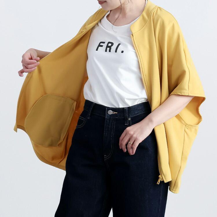 【送料無料/再入荷】 ドルマンジップパーカー 5色 M-L 洗える 半袖 レディースファッション トップス アウター パーカー カットソー ポンチョ |  | 10