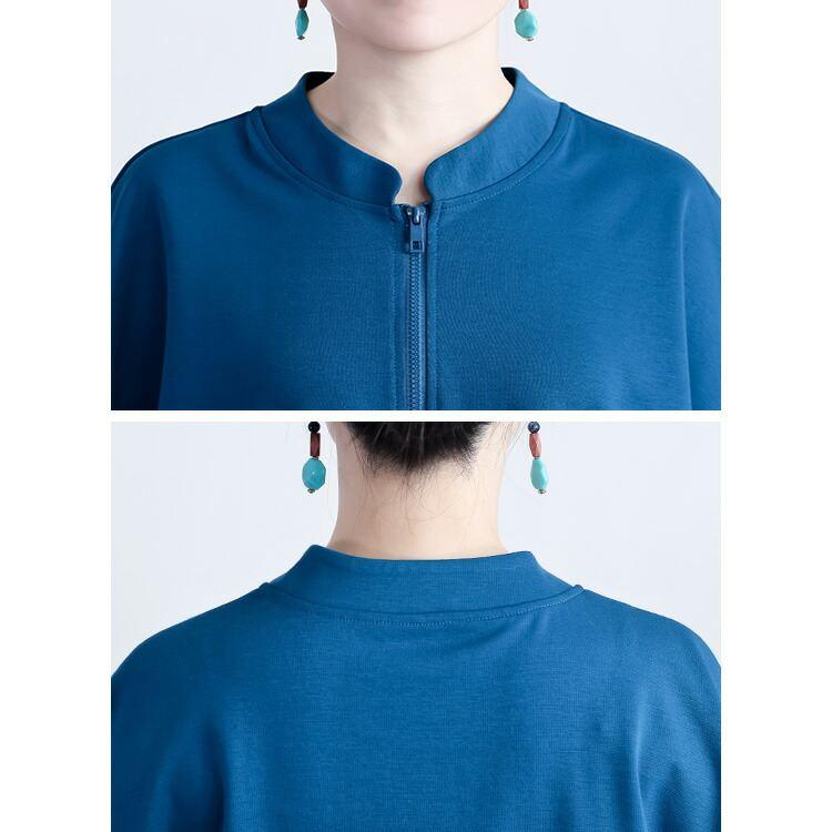 【送料無料/再入荷】 ドルマンジップパーカー 5色 M-L 洗える 半袖 レディースファッション トップス アウター パーカー カットソー ポンチョ |  | 15