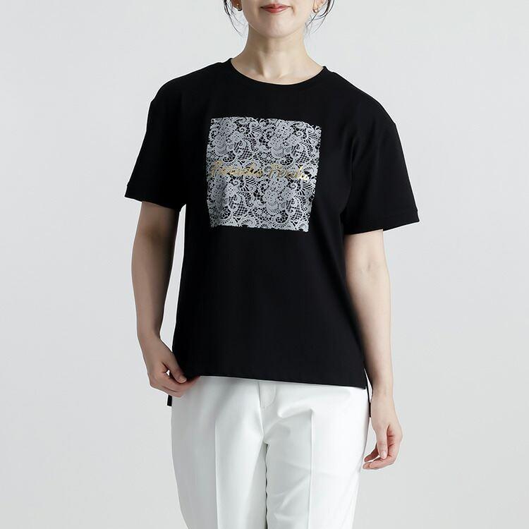 【送料無料/再入荷】 ラメプリントTシャツ 3色 M-L 洗える 半袖 レディース トップス カットソー Tシャツ クルーネック ラウンドネック 体型カバー 綿 春夏 |  | 11
