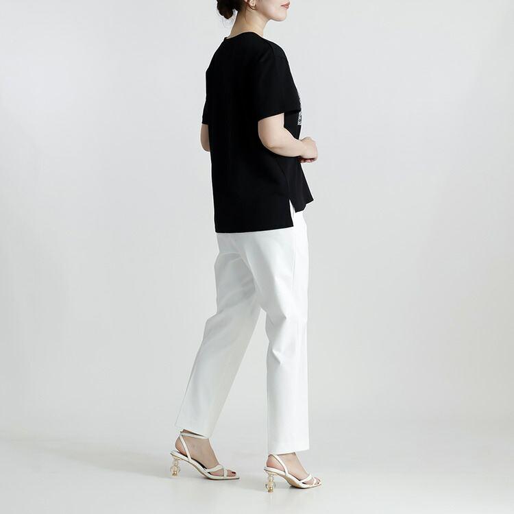 【送料無料/再入荷】 ラメプリントTシャツ 3色 M-L 洗える 半袖 レディース トップス カットソー Tシャツ クルーネック ラウンドネック 体型カバー 綿 春夏 |  | 12