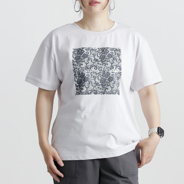 【送料無料/再入荷】 ラメプリントTシャツ 3色 M-L 洗える 半袖 レディース トップス カットソー Tシャツ クルーネック ラウンドネック 体型カバー 綿 春夏 |  | 08