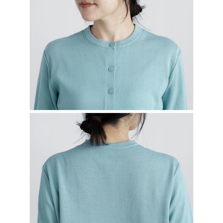 【送料無料】 希少なスビンコットン100%カーディガン 4色 M-L 洗える 6分袖 レディース トップス ニット カーディガン クルーネック 高級綿 春夏秋 |  | 13