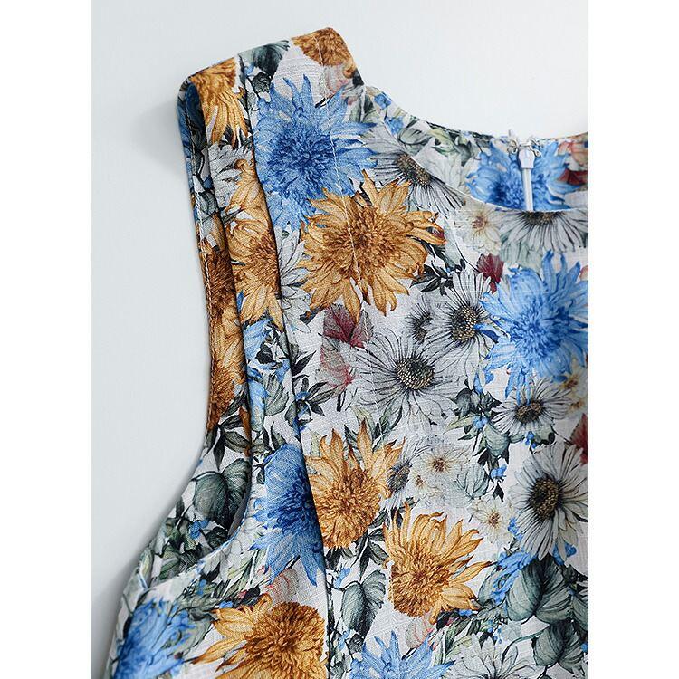 【送料無料】 花柄ワンピース 3色 M-L 洗える ノースリーブ レディース トップス ワンピース ロングチュニック クルーネック リゾート気分 夏 |  | 03