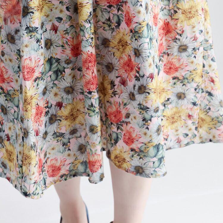 【送料無料】 花柄ワンピース 3色 M-L 洗える ノースリーブ レディース トップス ワンピース ロングチュニック クルーネック リゾート気分 夏 |  | 09