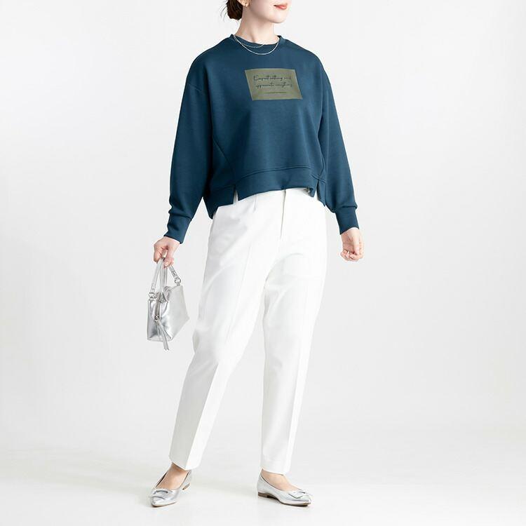 【送料無料】 箔ロゴプリントダンボールニットプルオーバー 3色 M-L 洗える 長袖 楽ちん レディース トップス カットソー トレーナー ダンボールニット 春秋冬 |  | 10