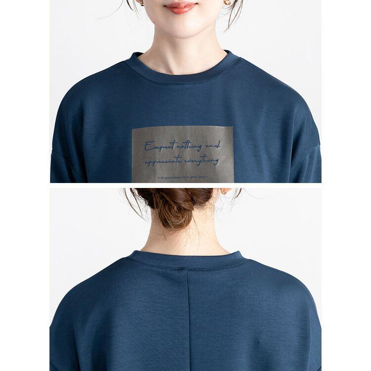 【送料無料】 箔ロゴプリントダンボールニットプルオーバー 3色 M-L 洗える 長袖 楽ちん レディース トップス カットソー トレーナー ダンボールニット 春秋冬 |  | 13