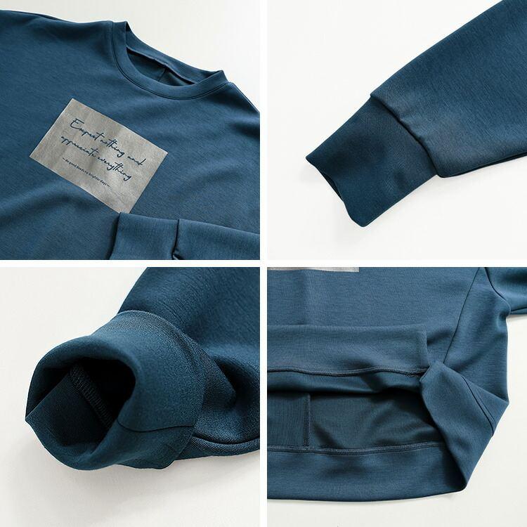 【送料無料】 箔ロゴプリントダンボールニットプルオーバー 3色 M-L 洗える 長袖 楽ちん レディース トップス カットソー トレーナー ダンボールニット 春秋冬 |  | 14