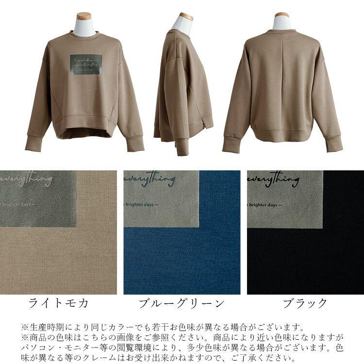 【送料無料】 箔ロゴプリントダンボールニットプルオーバー 3色 M-L 洗える 長袖 楽ちん レディース トップス カットソー トレーナー ダンボールニット 春秋冬 |  | 17