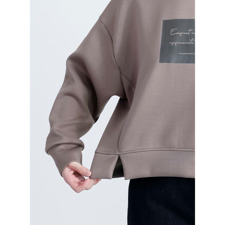 【送料無料】 箔ロゴプリントダンボールニットプルオーバー 3色 M-L 洗える 長袖 楽ちん レディース トップス カットソー トレーナー ダンボールニット 春秋冬 |  | 07