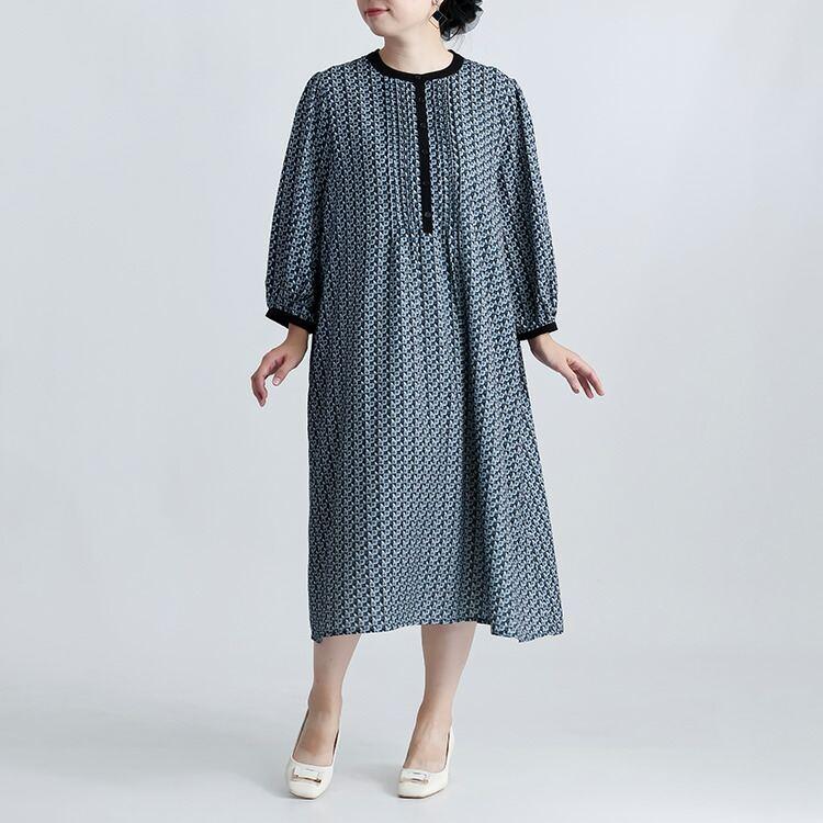 【送料無料】 幾何柄ピンタックワンピース 3色 M-L 洗える 八分袖 レディース トップス ワンピース Aライン ラウンドネック 総柄 幾何学 ピンタック 春秋 |  | 11