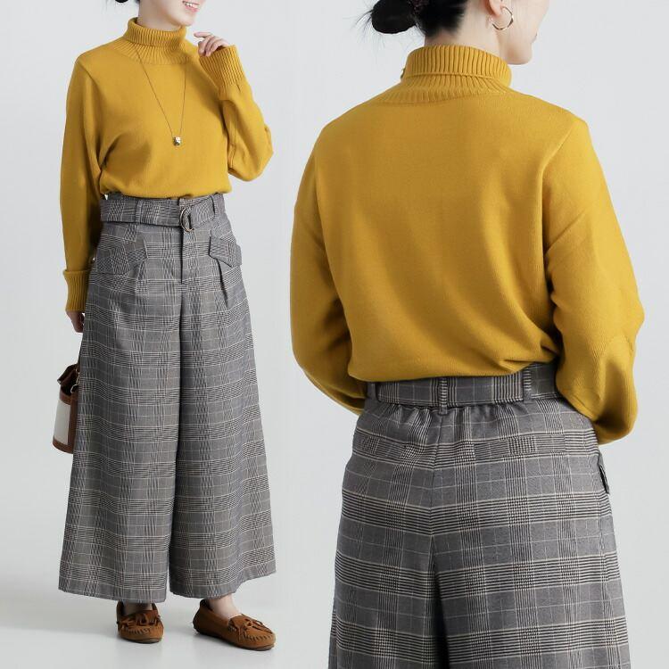 【新作】【送料無料】 袖ドット柄編みハイネックニット 5色 M-L 洗える 長袖 レディース トップス ニット ハイネック ドット柄 水玉 体型カバー 楽ちん |  | 11