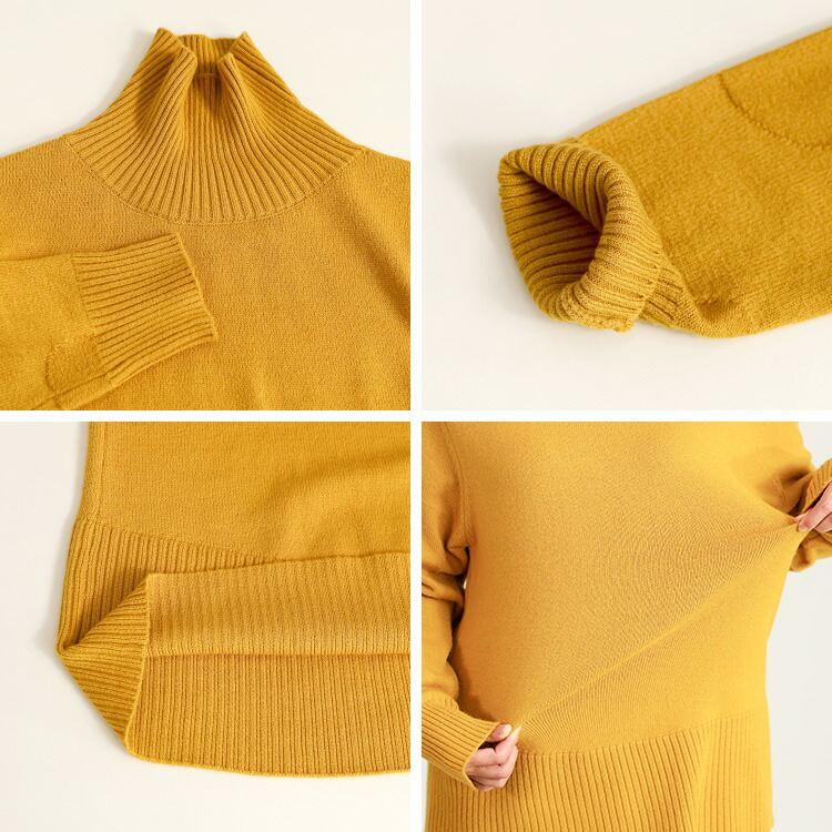 【新作】【送料無料】 袖ドット柄編みハイネックニット 5色 M-L 洗える 長袖 レディース トップス ニット ハイネック ドット柄 水玉 体型カバー 楽ちん |  | 15