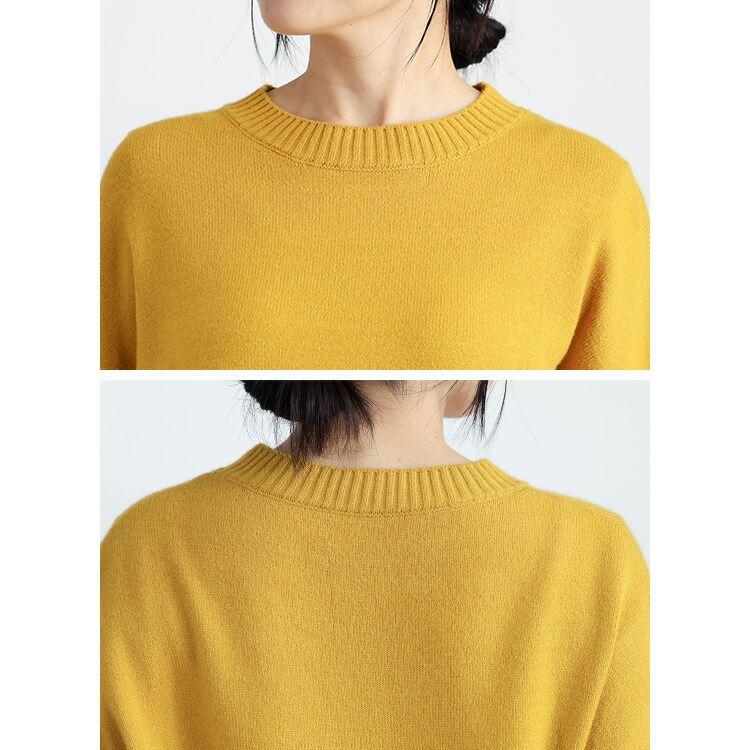 【新作】【送料無料】 裾フリル使いニット 5色 M-L 洗える 長袖 レディース トップス ニット セーター プルオーバー ドロップショルダー 体型カバー 丸首 楽ちん |  | 14