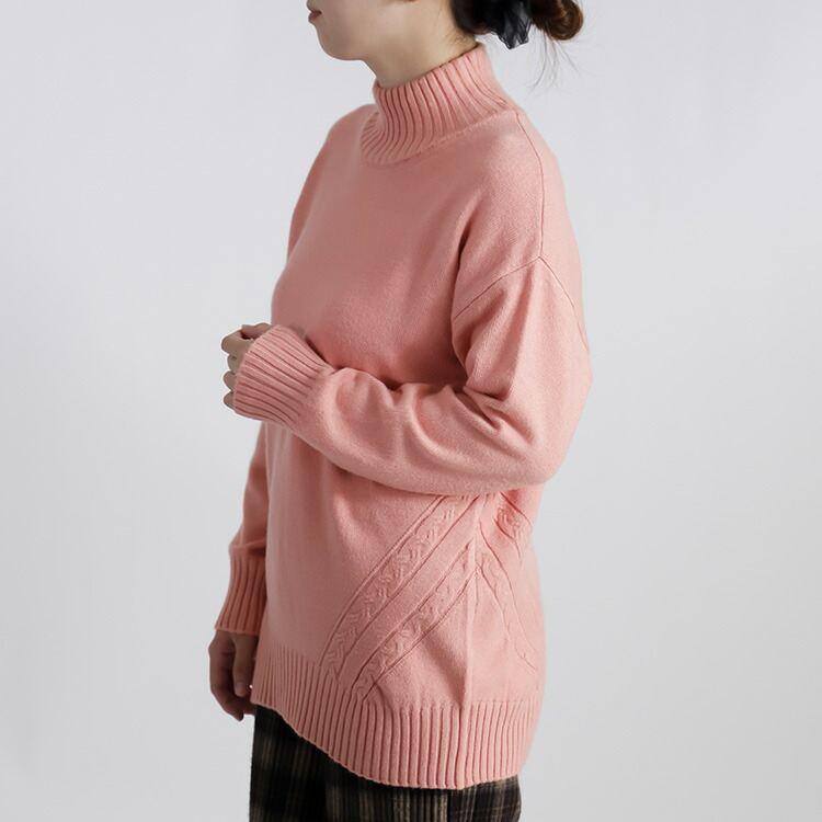 【新作】【送料無料】 ハイネックニットチュニック 4色 M-L 洗える 長袖 レディース トップス ニット チュニック プルオーバー ハイネック タートルネック |  | 10