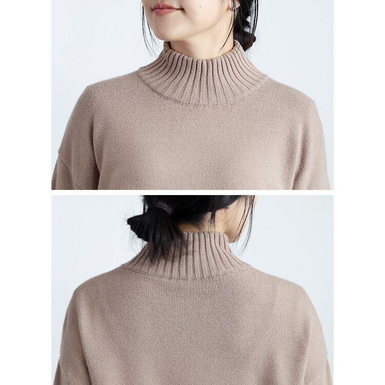 【新作】【送料無料】 ハイネックニットチュニック 4色 M-L 洗える 長袖 レディース トップス ニット チュニック プルオーバー ハイネック タートルネック |  | 13