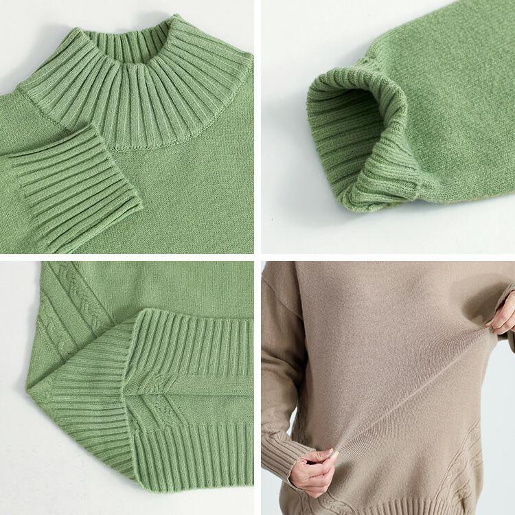 【新作】【送料無料】 ハイネックニットチュニック 4色 M-L 洗える 長袖 レディース トップス ニット チュニック プルオーバー ハイネック タートルネック |  | 14