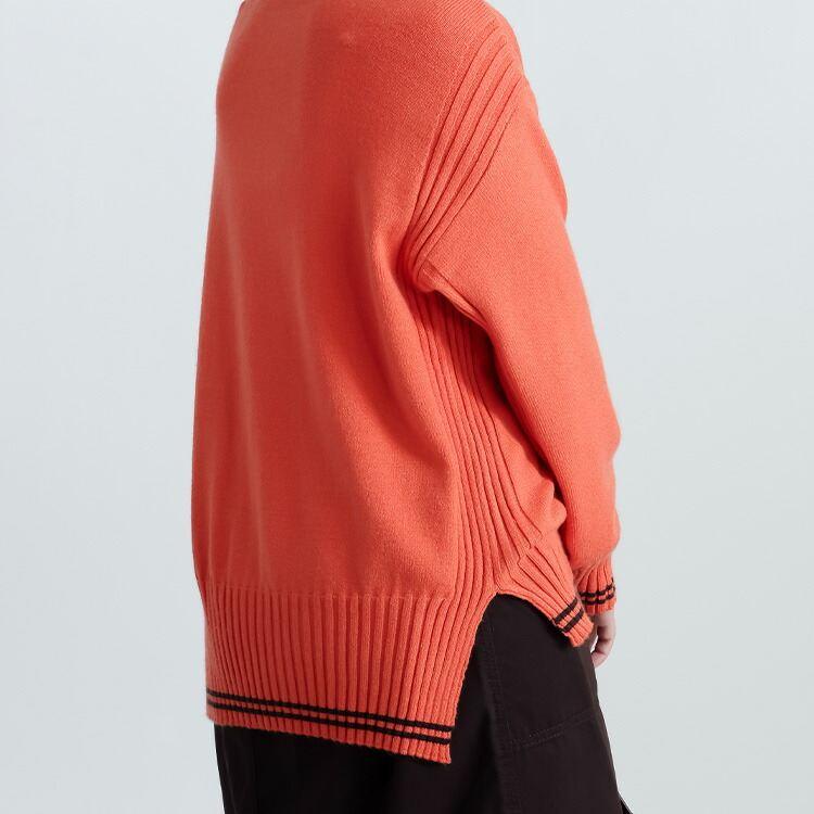 【新作】【送料無料】 ネコ柄オーバーニット 5色 M-L 洗える 長袖 スリット入り レディース トップス ニット セーター ハイネック 猫 リブ使い ライン使い |  | 09