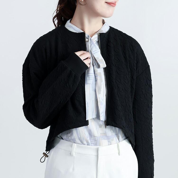 【送料無料】 フクレジャカードブルゾン 4色 M-L 洗える 長袖 レディース アウター ブルゾン ジャケット カーディガン 羽織り 前ファスナー 春秋 |  | 12