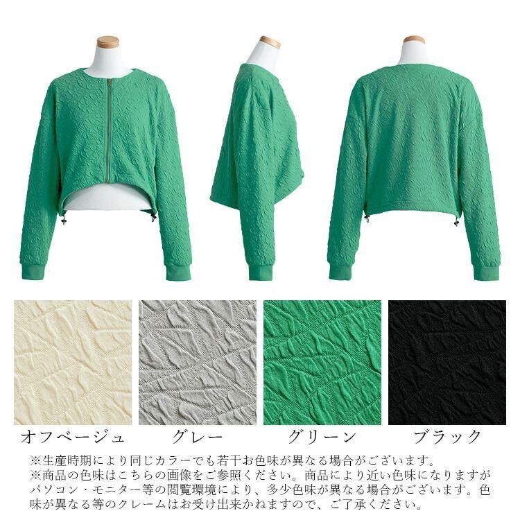 【送料無料】 フクレジャカードブルゾン 4色 M-L 洗える 長袖 レディース アウター ブルゾン ジャケット カーディガン 羽織り 前ファスナー 春秋 |  | 17