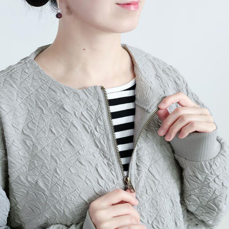 【送料無料】 フクレジャカードブルゾン 4色 M-L 洗える 長袖 レディース アウター ブルゾン ジャケット カーディガン 羽織り 前ファスナー 春秋 |  | 08