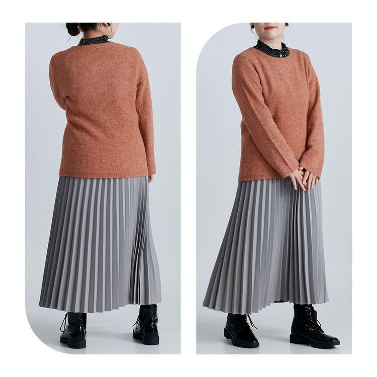 【新作】【送料無料】 ブークレニットプルオーバー 5色 M-L 長袖 レディース トップス ニット プルオーバー ハイネック お尻隠し アルパカ混 アルパカ |  | 10