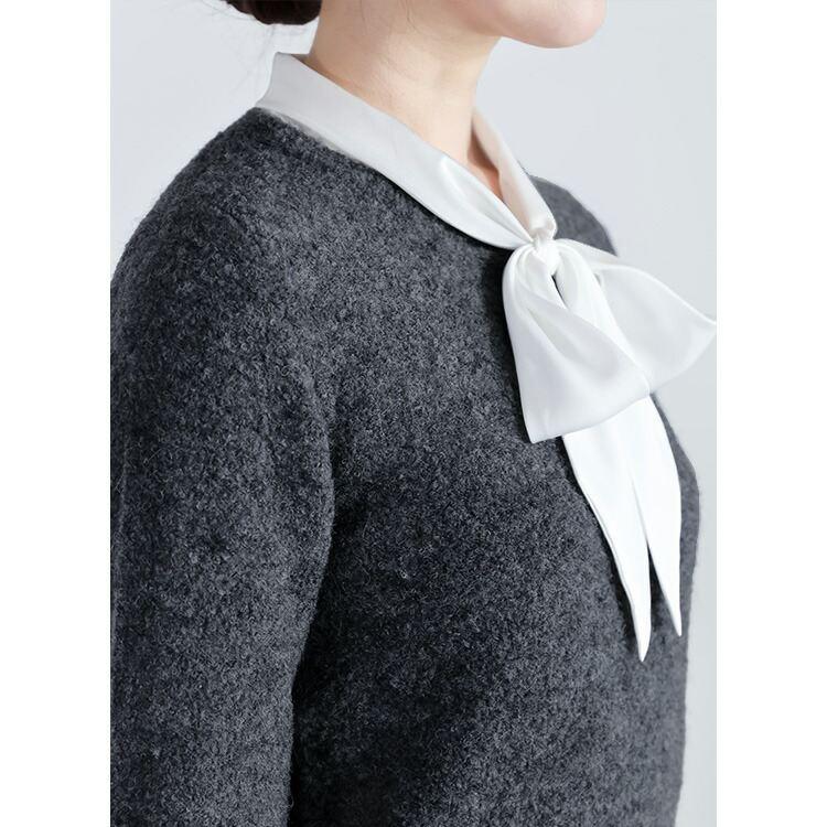 【新作】【送料無料】 ブークレニットプルオーバー 5色 M-L 長袖 レディース トップス ニット プルオーバー ハイネック お尻隠し アルパカ混 アルパカ |  | 14