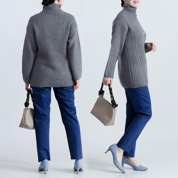 【新作】【送料無料】 畦編みモヘアブレンドプルオーバー 5色 M-L 長袖 アンゴラ混 レディース トップス ニット プルオーバー ハイネック モヘヤ混 ウール混 |  | 14