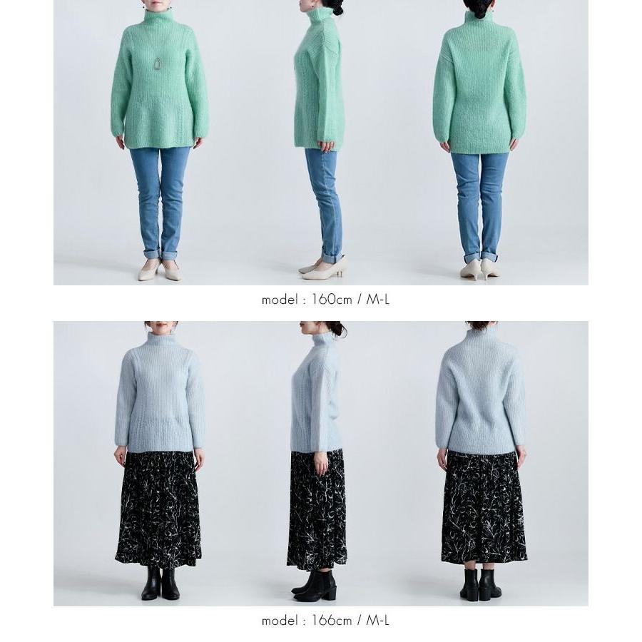 【新作】【送料無料】 畦編みモヘアブレンドプルオーバー 5色 M-L 長袖 アンゴラ混 レディース トップス ニット プルオーバー ハイネック モヘヤ混 ウール混 |  | 17