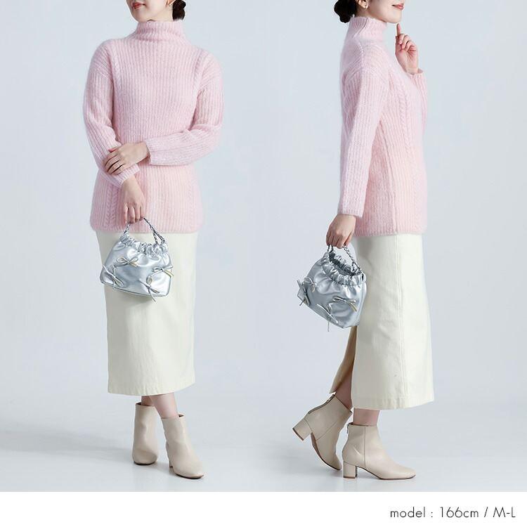 【新作】【送料無料】 畦編みモヘアブレンドプルオーバー 5色 M-L 長袖 アンゴラ混 レディース トップス ニット プルオーバー ハイネック モヘヤ混 ウール混 |  | 07