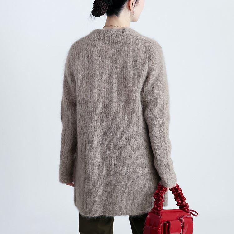 【新作】【送料無料】 畦編みモヘアブレンドカーディガン 5色 M-L 長袖 アンゴラ混 レディース トップス アウター カーディガン ニット キッドモヘヤ混 ウール混 |  | 11