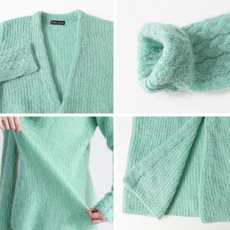 【新作】【送料無料】 畦編みモヘアブレンドカーディガン 5色 M-L 長袖 アンゴラ混 レディース トップス アウター カーディガン ニット キッドモヘヤ混 ウール混 |  | 15