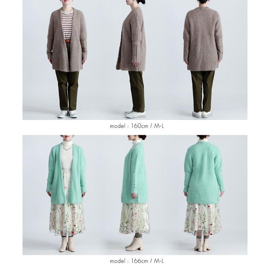 【新作】【送料無料】 畦編みモヘアブレンドカーディガン 5色 M-L 長袖 アンゴラ混 レディース トップス アウター カーディガン ニット キッドモヘヤ混 ウール混 |  | 16