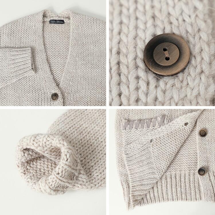 【新作/イタリアニット使用】【送料無料】 畦編みニットカーディガン 5色 M-L ウール アルパカ 洗える 長袖 レディース トップス アウター カーディガン ニット |  | 15