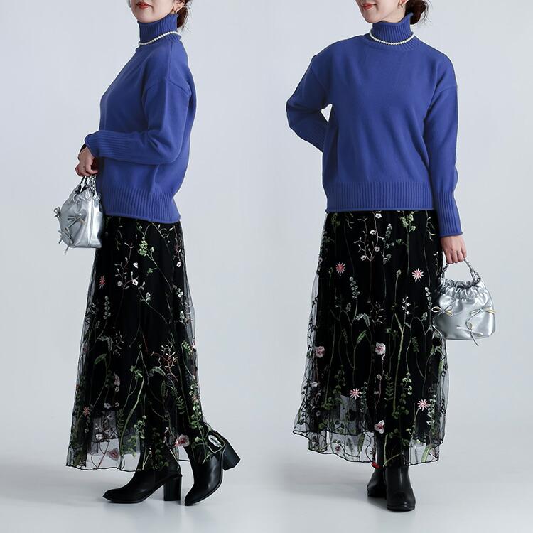 【新作/再入荷】【送料無料】 きれいめハイネックニット 6色 M-L 洗える 長袖 レディース トップス ニット セーター チュニック ハイネック タートルネック |  | 12