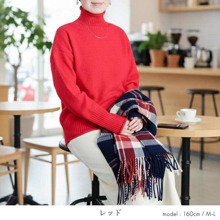 【新作/再入荷】【送料無料】 きれいめハイネックニット 6色 M-L 洗える 長袖 レディース トップス ニット セーター チュニック ハイネック タートルネック |  | 13