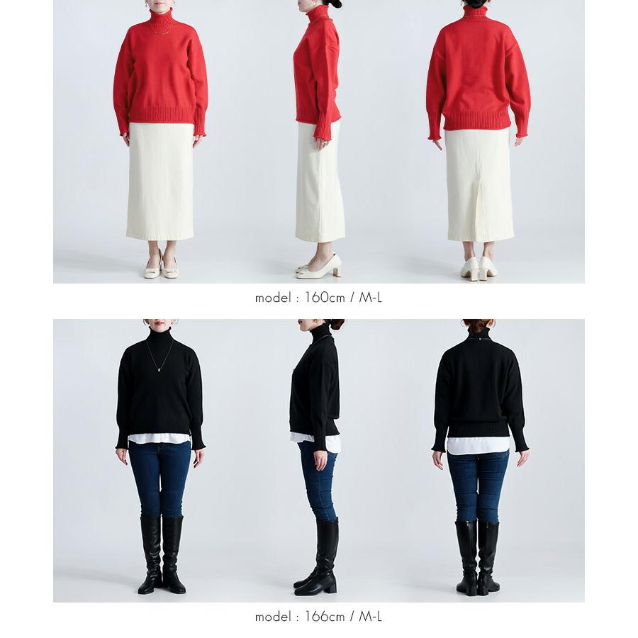 【新作/再入荷】【送料無料】 きれいめハイネックニット 6色 M-L 洗える 長袖 レディース トップス ニット セーター チュニック ハイネック タートルネック |  | 17