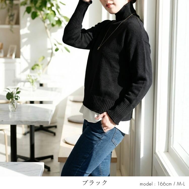 【新作/再入荷】【送料無料】 きれいめハイネックニット 6色 M-L 洗える 長袖 レディース トップス ニット セーター チュニック ハイネック タートルネック |  | 05