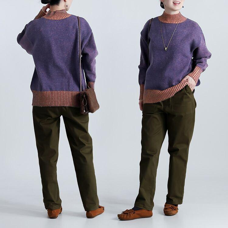 【新作/再入荷】【送料無料】 プレーティングハイネックニット 4色 M-L 洗える 長袖 レディース トップス ニット セーター チュニック ハイネック |  | 11