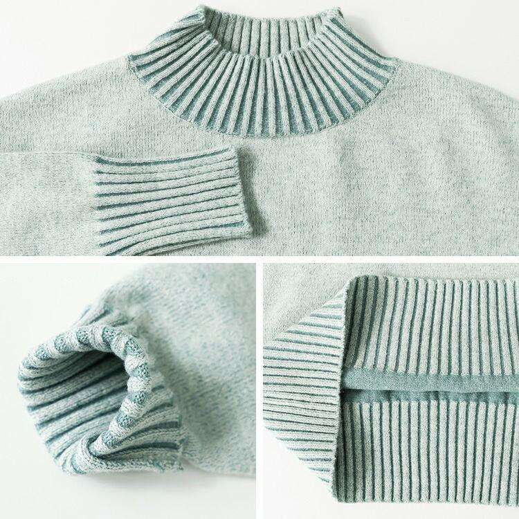 【新作/再入荷】【送料無料】 プレーティングハイネックニット 4色 M-L 洗える 長袖 レディース トップス ニット セーター チュニック ハイネック |  | 14