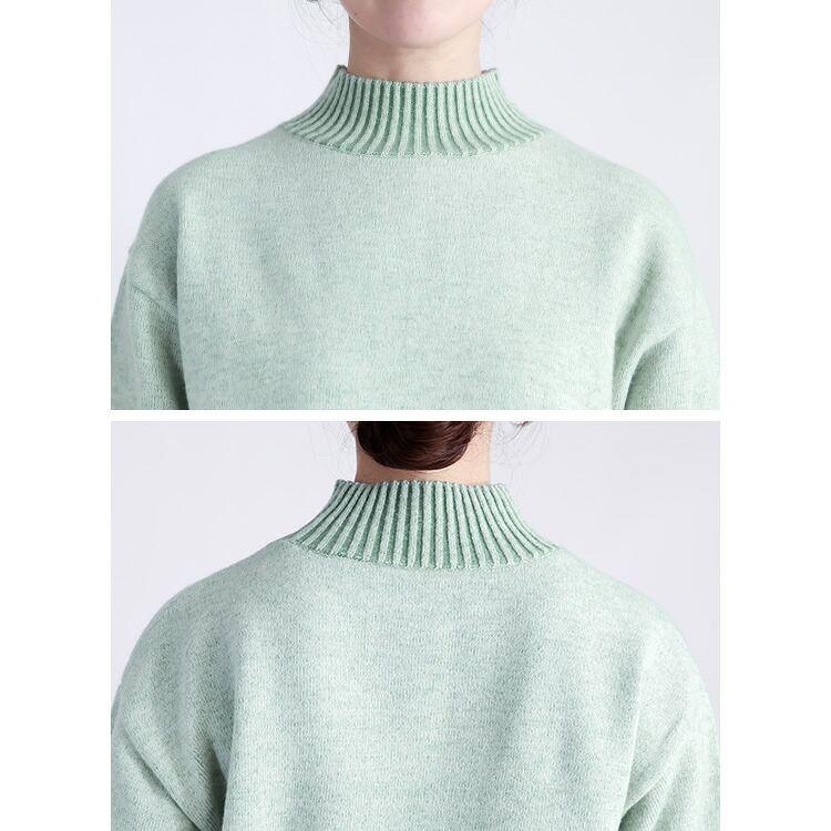 【送料無料/再入荷】プレーティングハイネックニット 4色 M-L 洗える 長袖 レディース トップス ニット セーター チュニック ハイネック タートルネック 配色 |  | 18