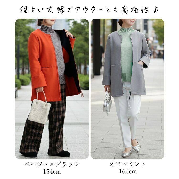 【送料無料/再入荷】プレーティングハイネックニット 4色 M-L 洗える 長袖 レディース トップス ニット セーター チュニック ハイネック タートルネック 配色 |  | 09