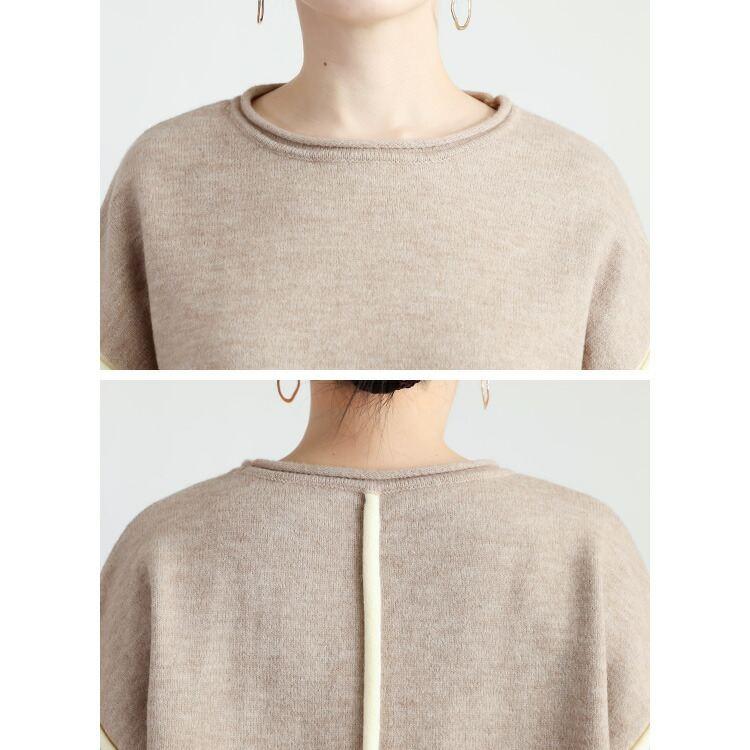 【新作】【送料無料】 ソフトニットプルオーバー 3色 M-L 洗える 長袖 レディース トップス ニット セーター チュニック ライン バイカラー 配色 ソフトタッチ |  | 14