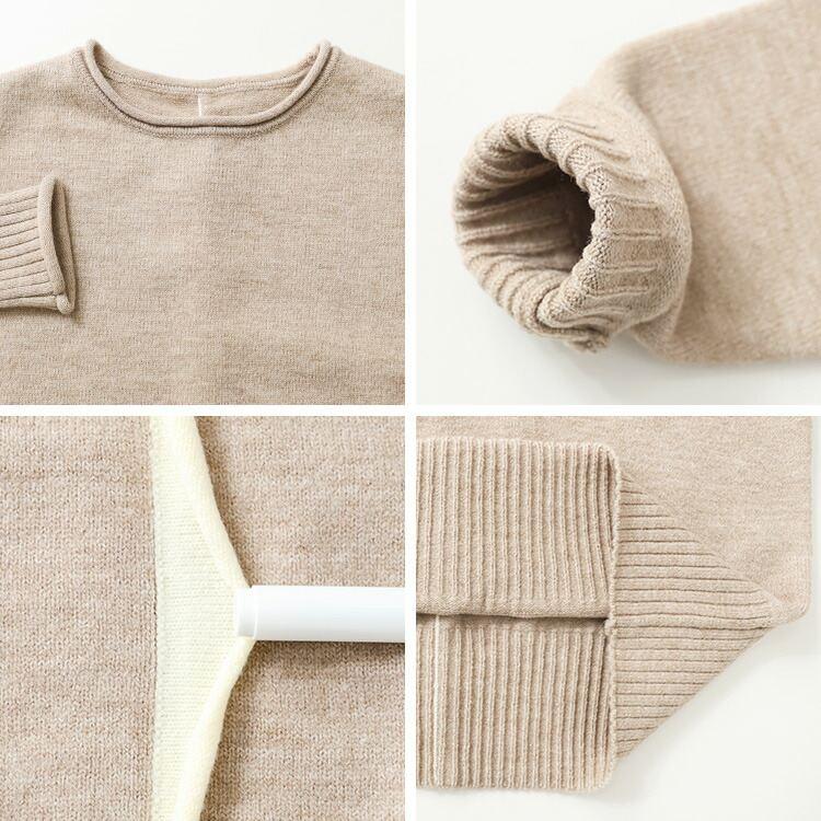 【新作】【送料無料】 ソフトニットプルオーバー 3色 M-L 洗える 長袖 レディース トップス ニット セーター チュニック ライン バイカラー 配色 ソフトタッチ |  | 15