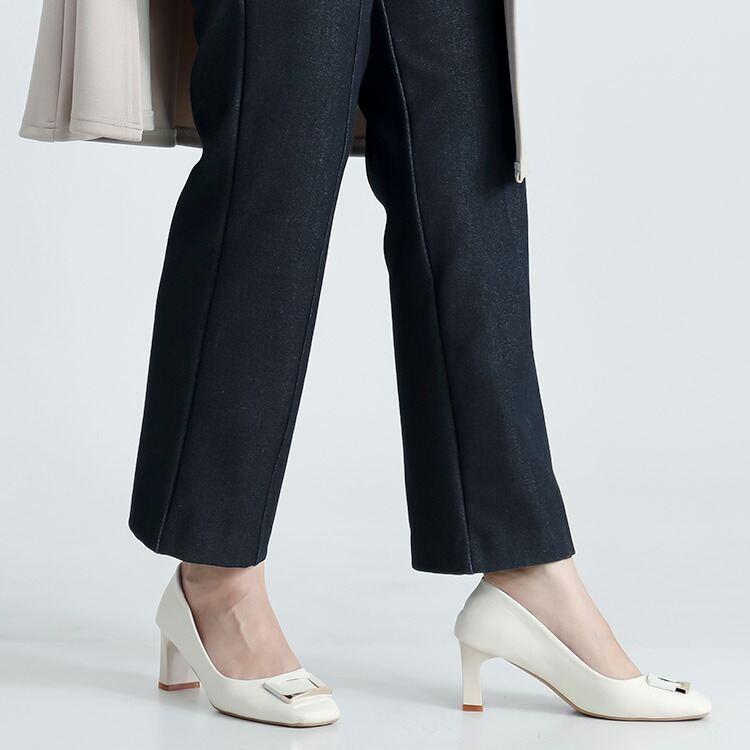 【準新作/送料無料/日本生地使用】 尾州織デニム裏起毛パンツ M-3L 洗える レディース ボトムス パンツ ストレッチパンツ デニムパンツ センター切替 冬 |  | 11