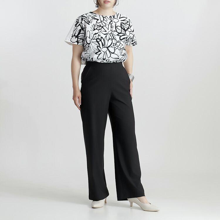 【送料無料/日本製】 サラッと楽ちんワイドパンツ 3色 M-LL 接触冷感 吸収速乾 洗える 10分丈 レディース ボトムス パンツ ワイドパンツ 楽ちん 春夏秋 |  | 12