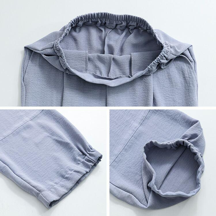 【送料無料】 冷感・UVカット・ドライ 裾ギャザーワイドパンツ 3色 M-LL 洗える アンクル丈 レディース ボトムス パンツ ワイドパンツ ポリガーゼ 接触冷感 夏 |  | 14