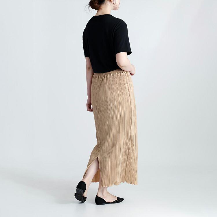 【送料無料】 裏地付きプリーツスカート 4色 M-LL 洗える 10分丈 レディース ボトムス スカート プリーツスカート 楽ちん きれいめ オールシーズン |  | 07